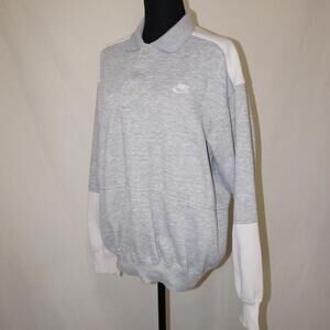 timeless Nike classic heather grey and white polo style sweater